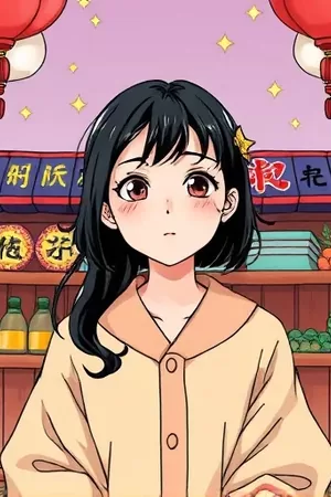 春日杂货铺漫画封面：木架上摆满玻璃罐与干花